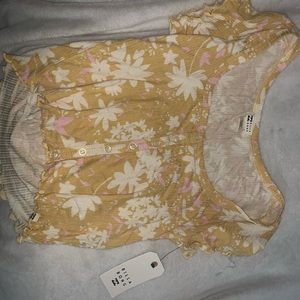 Yellow with floral print, brand new, tags on Billabong crop top